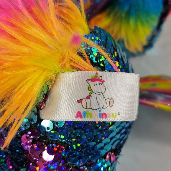 ATHOINSU SENSORY UNICORN PLUSH TOY DUAL COLOR SEQUIN SPARKLE 12" STUFFED ANIMAL - Picture 9 of 10